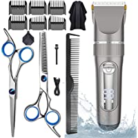 Los mejores  - Cortapelos Hombres-Impermeable IPX7 Máquina de Cortar Pelo Profesional Cortadora LED-Tijeras de peluquería- Juego de…